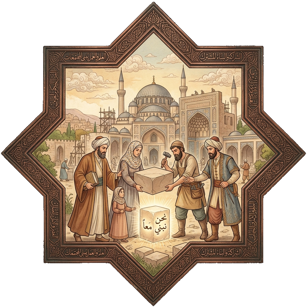 Scholar, carry an issue with your effort and profession; together produce lasting benefit. anlatım görseli